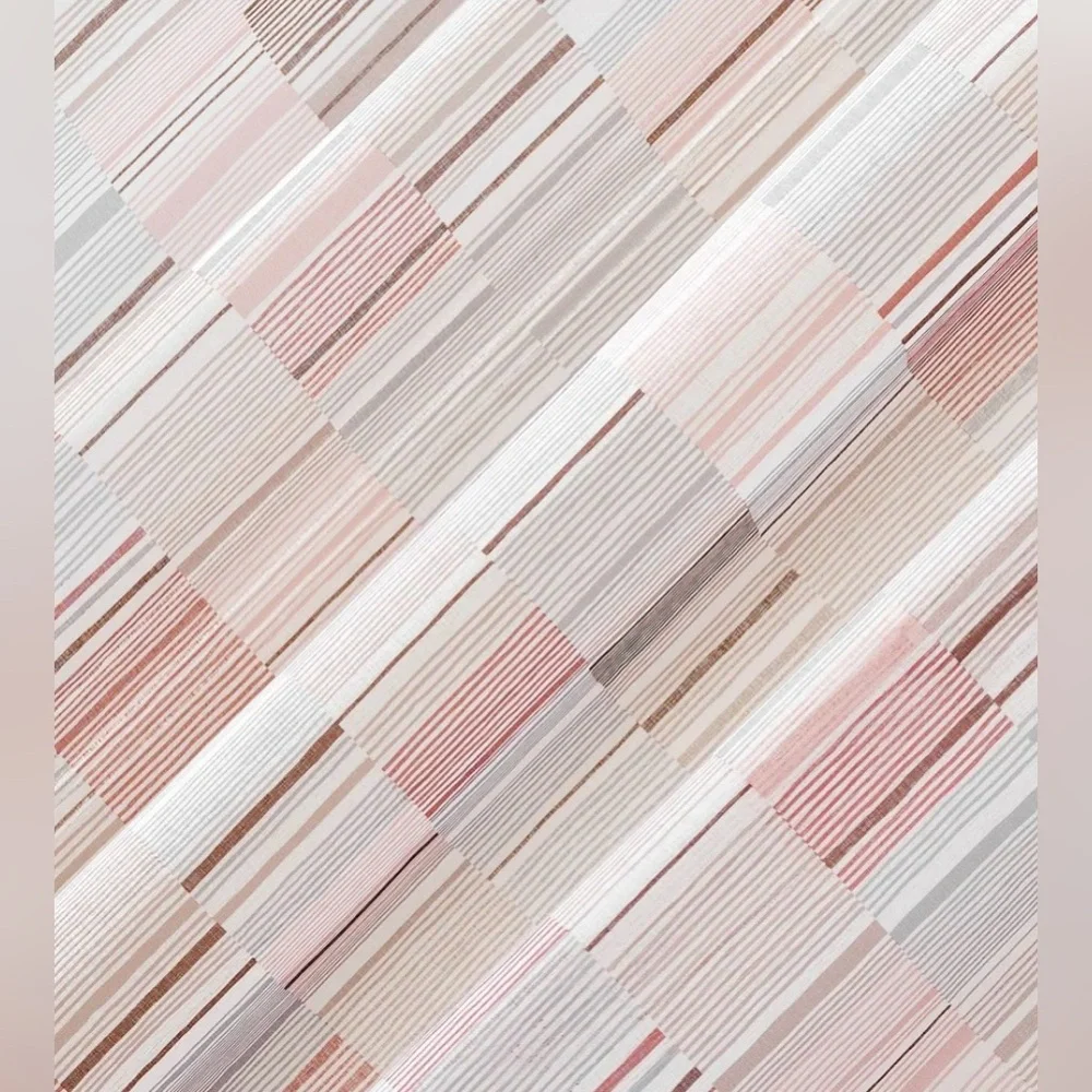 No. 918 Colby Offset Stripes Sheer Rod Pocket Curtain Panel; 2 Single Panels